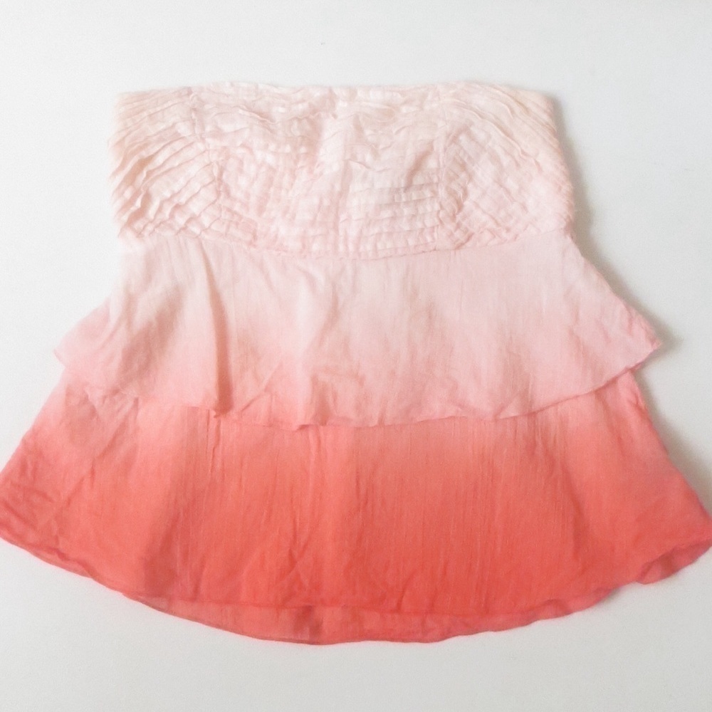 Arden B Y2K 100% Cotton Coral Ombré Strapless Tiered Ruffle Top • Size S 🔴